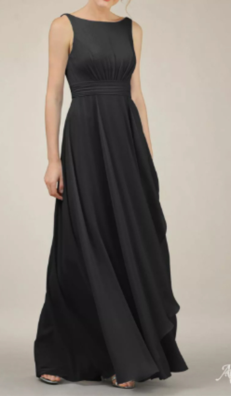 AW BRIDAL 0 XS black chiffon Jacques bridesmaid formal party maxi dress NEW B21